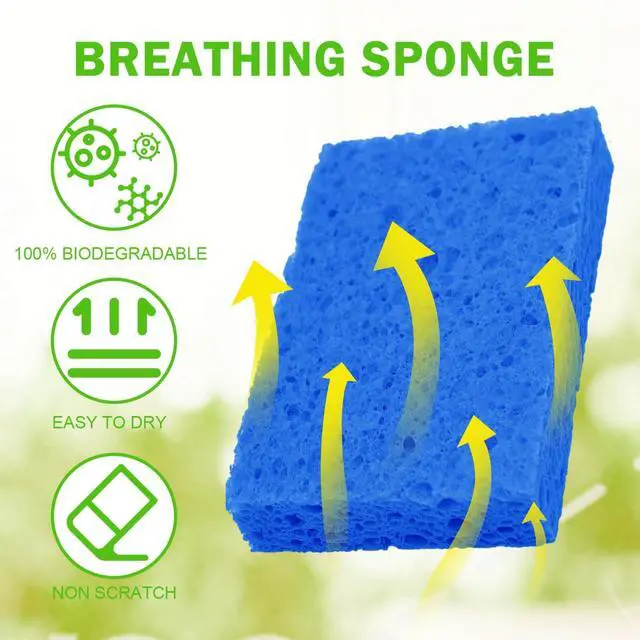 Alt view image 6 of 7 - Sponge Kitchen Natural Cellulose Sponges 10 Pack Compressed Sponges for Cleaning Reusable Dish Sponge Kitchen Non-Scratch DIY
