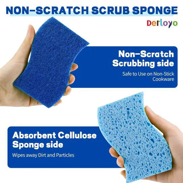 Alt view image 3 of 7 - 12 Count Non-Scratch Dish Sponges Kitchen, Long Lasting Cleaning Sponges for Dishes,Dual Sided Kitchen Sponges, Cleans Fast Without Scratching, Easy to Dry and Reusable-Blue