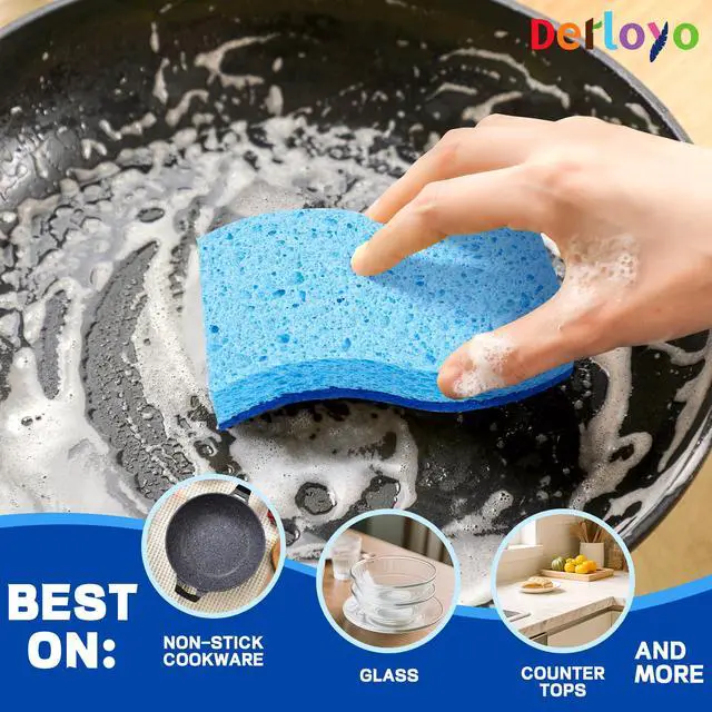 Alt view image 5 of 7 - 12 Count Non-Scratch Dish Sponges Kitchen, Long Lasting Cleaning Sponges for Dishes,Dual Sided Kitchen Sponges, Cleans Fast Without Scratching, Easy to Dry and Reusable-Blue