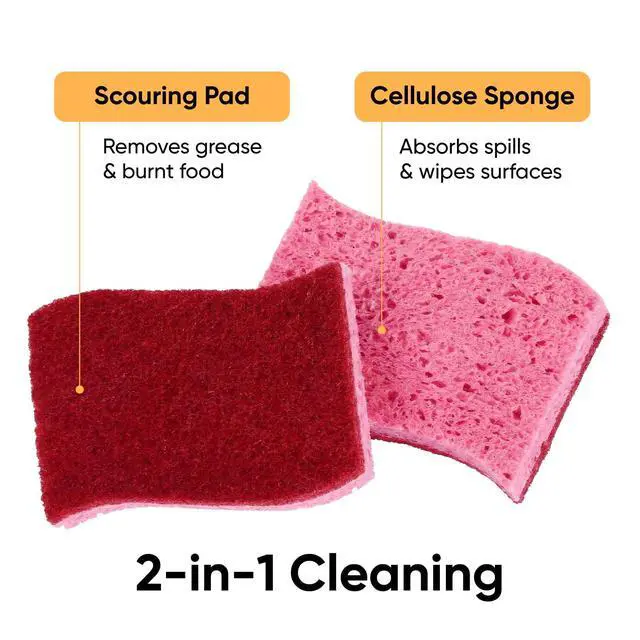 Alt view image 6 of 7 - Kitchen Sponges for Washing Dishes, Non-Scratch Cellulose Dish Scrub Sponges, Cleaning Sponges for Household Use, Safe Cleaning Products, Kitchen Sponges Pack of 12