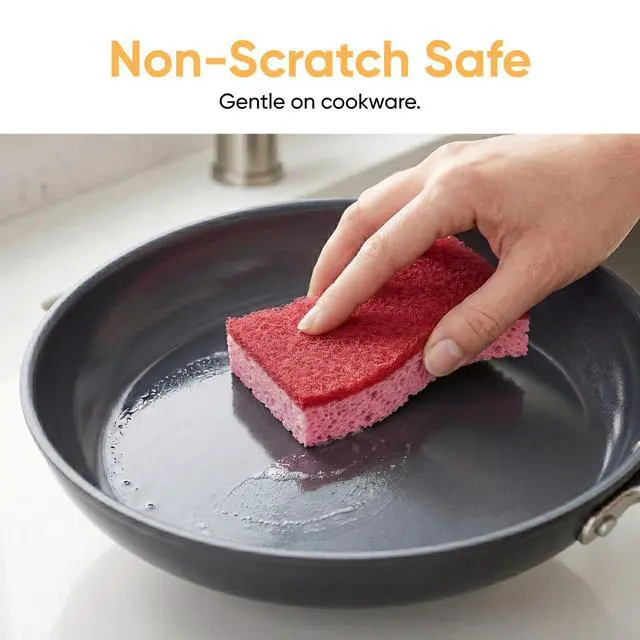 Alt view image 7 of 7 - Kitchen Sponges for Washing Dishes, Non-Scratch Cellulose Dish Scrub Sponges, Cleaning Sponges for Household Use, Safe Cleaning Products, Kitchen Sponges Pack of 12