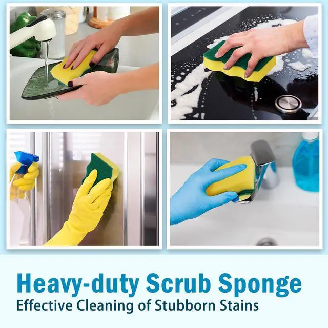 Alt view image 6 of 6 - Sponges Kitchen, 24 Pack Heavy Duty Dish Sponge, Cleaning Dish Scrubber Sponge for Home and Kitchen, Stink-Free Cleaning Supplies for Pots, Pans