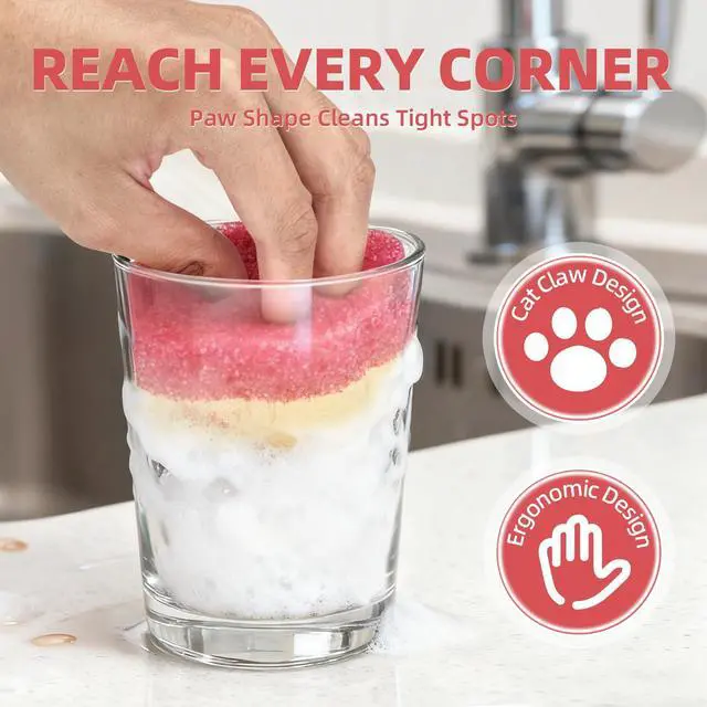 Alt view image 4 of 7 - 4pcs Scrub Sponges, Dual-Sided Temperature-Controlled Dish Sponges