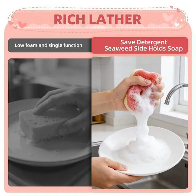 Alt view image 5 of 7 - 4pcs Scrub Sponges, Dual-Sided Temperature-Controlled Dish Sponges