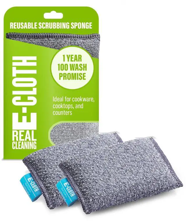 Main image of Non-Scratch Scrubbing Pads - Microfiber Sponge for Cleaning, Reusable Kitchen Sponge for Cast Iron Dishes & Sink, Non Scratch, Multi Purpose Scrubber, Machine Washable - 2 Pack