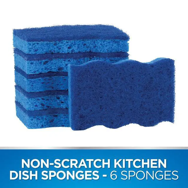 Alt view image 2 of 6 - Non-Scratch Scrubber Sponges, Blue (Pack of 6)