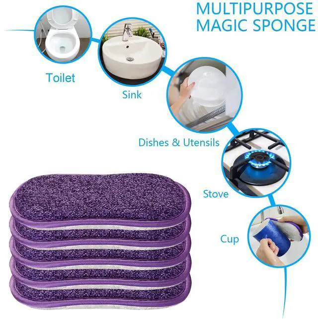 Alt view image 5 of 7 - Kitchen Dish Sponge Scrubber Non Scratch, Dishcloth No Odor Reusable Washable Multipurpose Scrub Pads Sponges Heavy Duty for Dawn Dish Soap Cleaning of Sink Pans