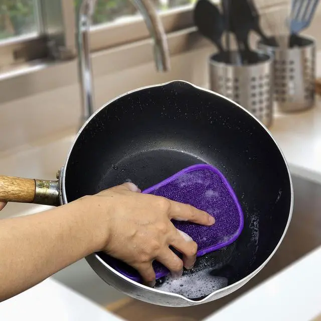 Alt view image 6 of 7 - Kitchen Dish Sponge Scrubber Non Scratch, Dishcloth No Odor Reusable Washable Multipurpose Scrub Pads Sponges Heavy Duty for Dawn Dish Soap Cleaning of Sink Pans