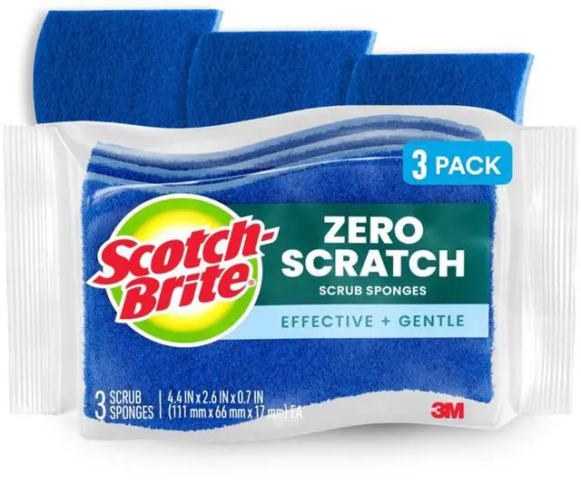 Main image of Scotch-Brite No Scratch Scrub Sponges, Blue, 4-1/2 x 2-1/2 x 7/10 in