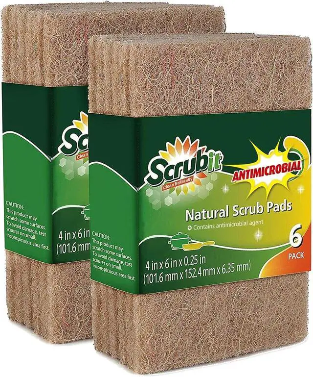 Main image of Natural Scouring Pads (12 Pack) - Eco Friendly Scrubbing Pads for Kitchen Cleaning, Dishes, and Pots - Non-Scratch Kitchen Scrubbers - 100% Natural Sisal Fibers (12 Pack)