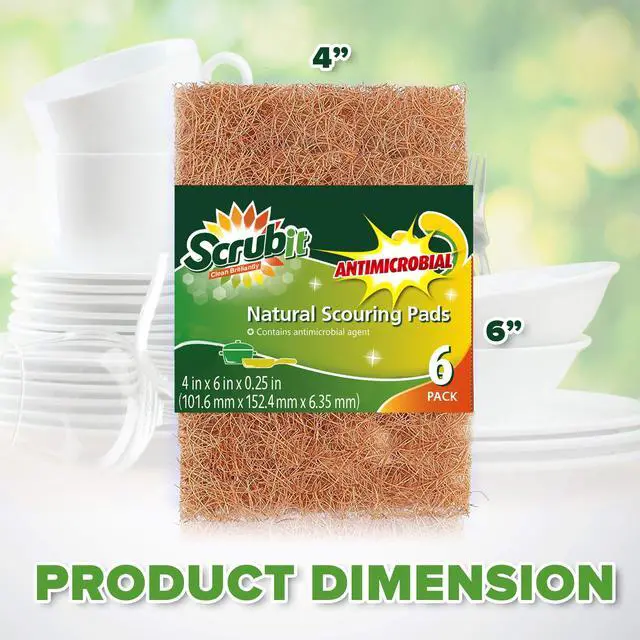 Alt view image 7 of 7 - Natural Scouring Pads (12 Pack) - Eco Friendly Scrubbing Pads for Kitchen Cleaning, Dishes, and Pots - Non-Scratch Kitchen Scrubbers - 100% Natural Sisal Fibers (12 Pack)