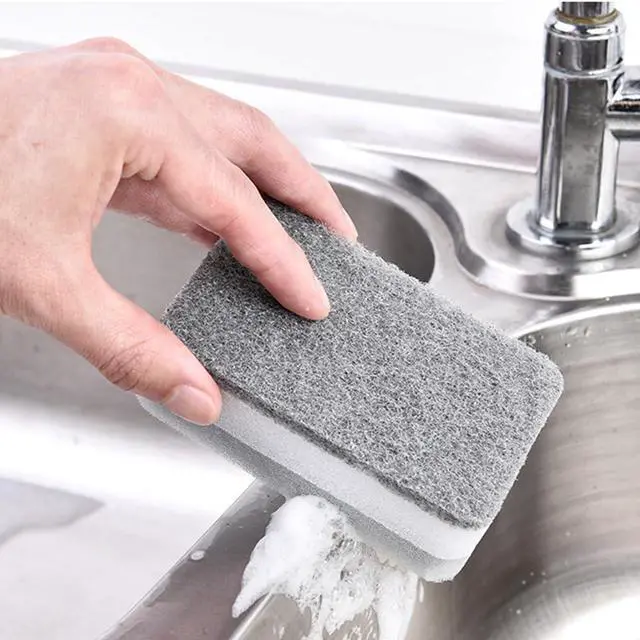 Alt view image 3 of 7 - 10 Pieces Dishwashing Sponge Kitchen Dishwashing Sponge Non Scratch Scouring Pad Non-Scratch Scouring Pad Non Scratch Sponge Double-Sided Cleaning Sponge Non-Scratch Scrub Sponge, Grey