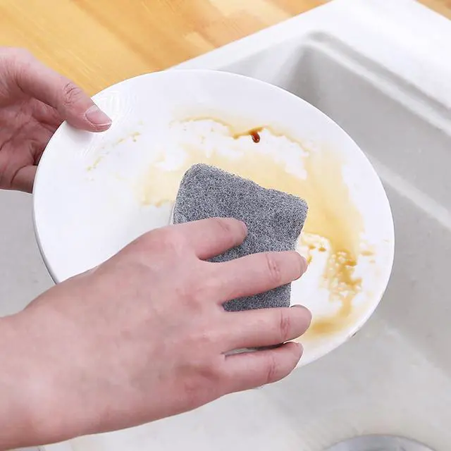 Alt view image 4 of 7 - 10 Pieces Dishwashing Sponge Kitchen Dishwashing Sponge Non Scratch Scouring Pad Non-Scratch Scouring Pad Non Scratch Sponge Double-Sided Cleaning Sponge Non-Scratch Scrub Sponge, Grey