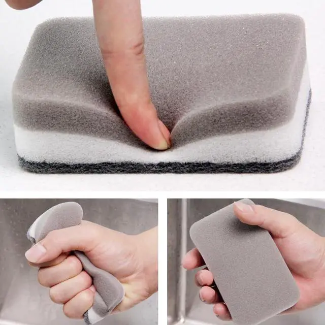 Alt view image 6 of 7 - 10 Pieces Dishwashing Sponge Kitchen Dishwashing Sponge Non Scratch Scouring Pad Non-Scratch Scouring Pad Non Scratch Sponge Double-Sided Cleaning Sponge Non-Scratch Scrub Sponge, Grey