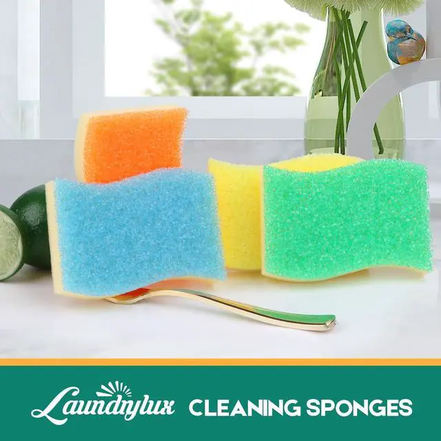 Alt view image 2 of 7 - Scrub Sponge, 4 Pack Dual-Sided Temperature-Responsive Scrubber - Non-Scratch - Multipurpose Dish Sponges for Kitchens, Bathrooms, and Outdoor Use - S Shape