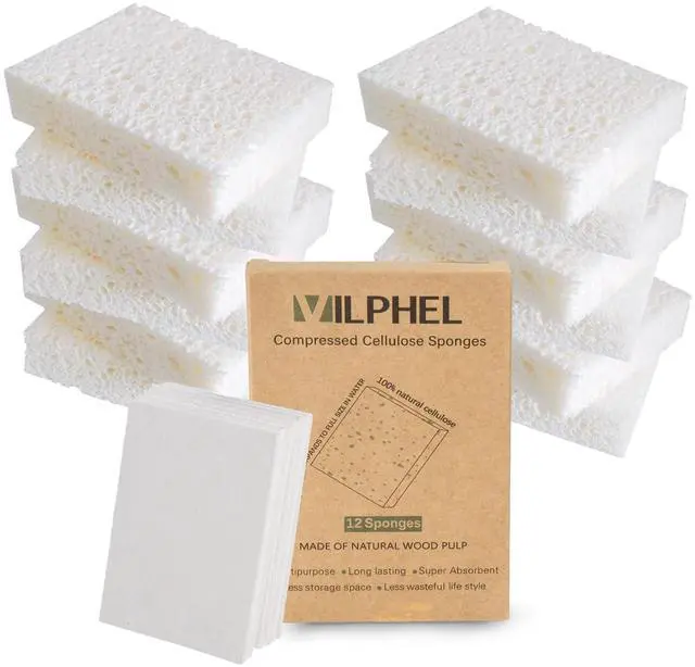 Main image of 12 Pack Dishwashing Sponges Natural Cellulose Sponges Plant Based Resilient and Reusable Soft Dish Sponges for Washing Dishes DIY Craft Sponge for Fun