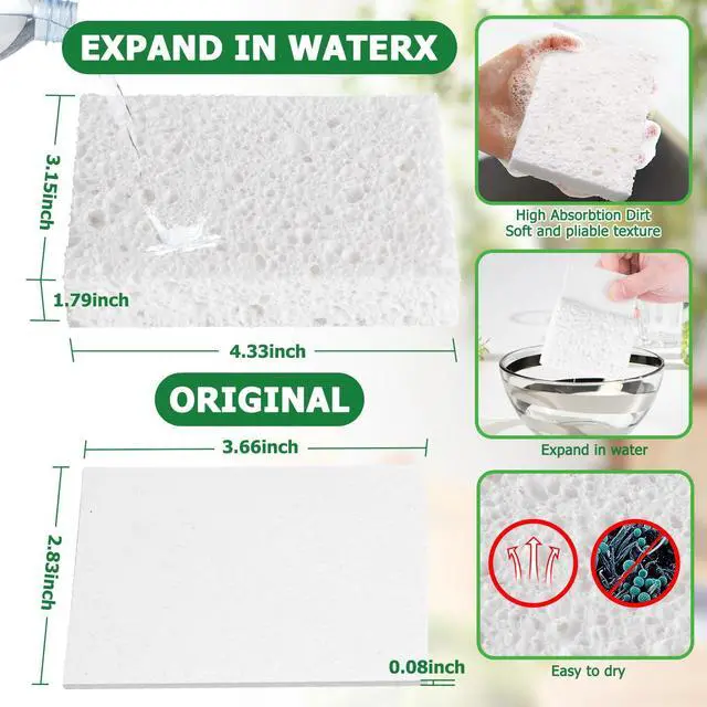 Alt view image 3 of 6 - 12 Pack Dishwashing Sponges Natural Cellulose Sponges Plant Based Resilient and Reusable Soft Dish Sponges for Washing Dishes DIY Craft Sponge for Fun