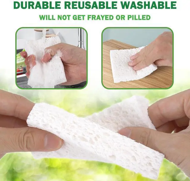 Alt view image 4 of 6 - 12 Pack Dishwashing Sponges Natural Cellulose Sponges Plant Based Resilient and Reusable Soft Dish Sponges for Washing Dishes DIY Craft Sponge for Fun