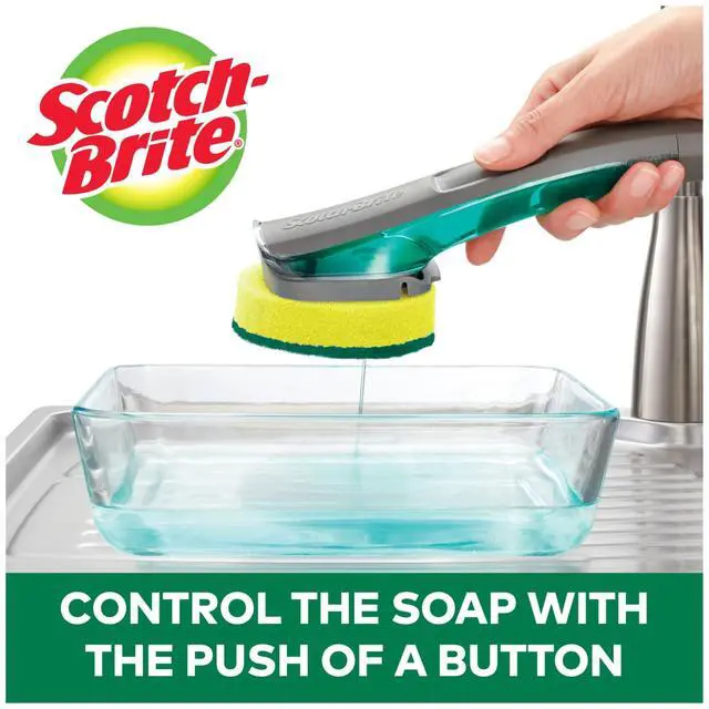 Alt view image 2 of 7 - Heavy Duty Advanced Soap Control Dishwand Kit, Includes 1 Wand & 5 Refill Pads, Control Soap With A Button, Keep Your Hands Out Of Dirty Water