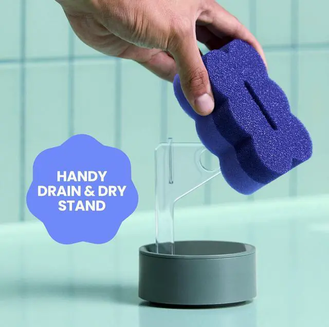Alt view image 7 of 7 - Brite Scrub & Wipe with Drain + Dry Stand, Kitchen Sponge for Washing Dishes, 1 Scrub Sponge