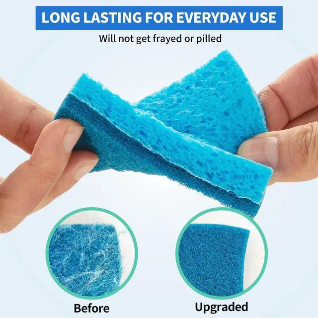 Alt view image 3 of 7 - Non-Scratch Cellulose Scrub Sponges 12 Pack, Sponges Kitchen with Double-Side & Ergonomic Design for Dishes, Coated Cookware, Sink & Countertops.