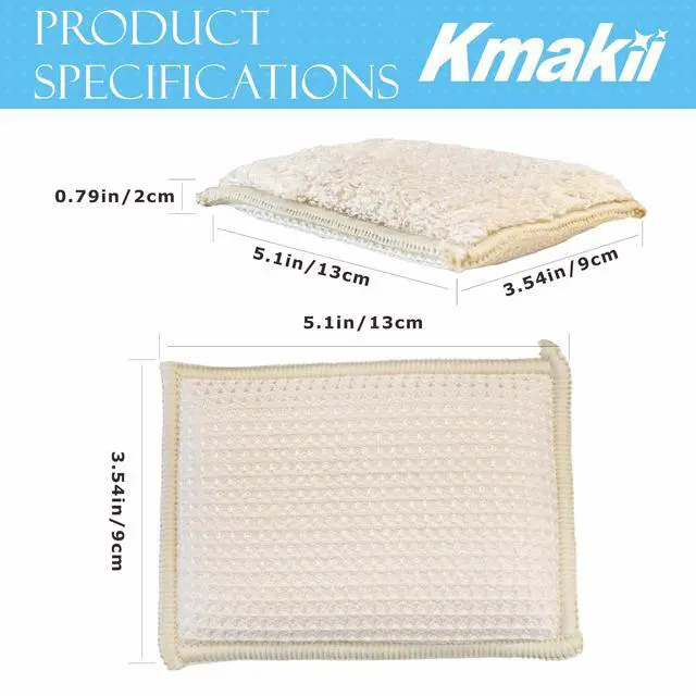 Alt view image 2 of 7 - Bamboo Kitchen Sponges Dish Sponges Natural Cleaning Sponges Beige 6 Pack