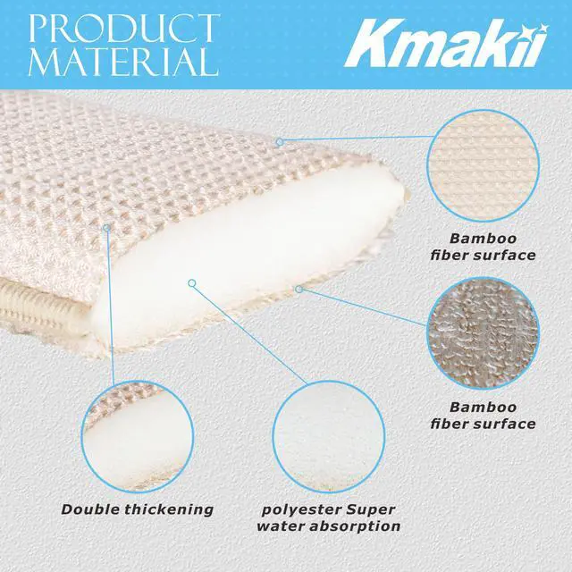 Alt view image 3 of 7 - Bamboo Kitchen Sponges Dish Sponges Natural Cleaning Sponges Beige 6 Pack