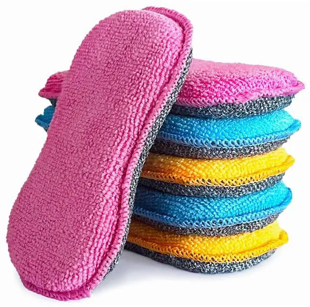 Main image of Dish Sponges Kitchen, Microfiber Cleaning Scrubber for Dishwashing, Sink, Basin and Multi-Pupose, Non-Scratch Pack of 6