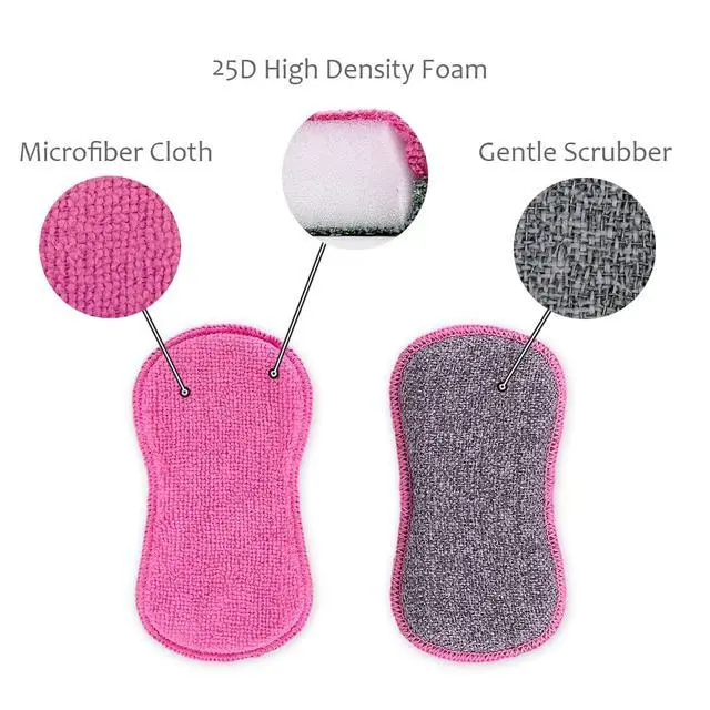 Alt view image 3 of 5 - Dish Sponges Kitchen, Microfiber Cleaning Scrubber for Dishwashing, Sink, Basin and Multi-Pupose, Non-Scratch Pack of 6