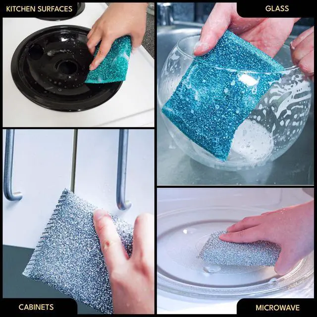 Alt view image 5 of 7 - Dish Sponges for Kitchen (3 Pcs) Non-Scratch Scrub Sponges for Dishes, Pots, Pans, Glass, Stainless Steel & Nonstick CookwareOdor-Resistant, Quick-Dry, Flexible, Durable & Reusable Cleaning Scrubbers