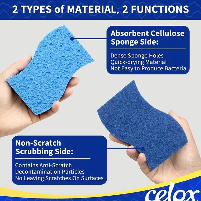 Alt view image 2 of 7 - 12 Pack Non-Scratch Dish Sponge, Dual Sided Kitchen Sponges for Dishes, Long Lasting Dishwashing Household Cleaning Sponges for Kitchen, Easy to Dry and Reusable