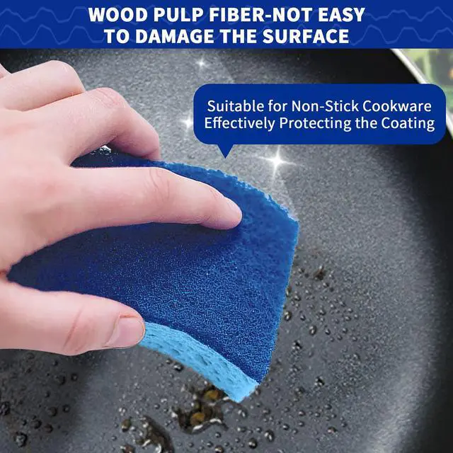 Alt view image 4 of 7 - 12 Pack Non-Scratch Dish Sponge, Dual Sided Kitchen Sponges for Dishes, Long Lasting Dishwashing Household Cleaning Sponges for Kitchen, Easy to Dry and Reusable