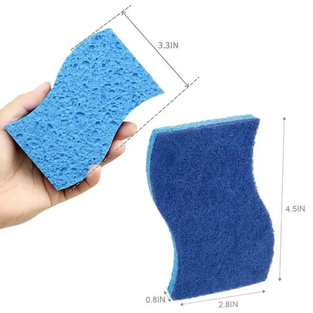 Alt view image 7 of 7 - 12 Pack Non-Scratch Dish Sponge, Dual Sided Kitchen Sponges for Dishes, Long Lasting Dishwashing Household Cleaning Sponges for Kitchen, Easy to Dry and Reusable