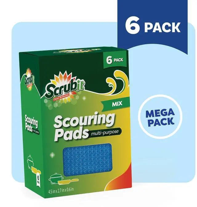 Alt view image 4 of 6 - Multi-Purpose Scouring Pad - Non-Scratch Cleaning Sponges for Pots, Pans, Dishes, Utensils & Non-Stick Cookware - Scrubbing Pads Use for Kitchen, Bathroom - 6 Pack Dish Sponge - (Colored)