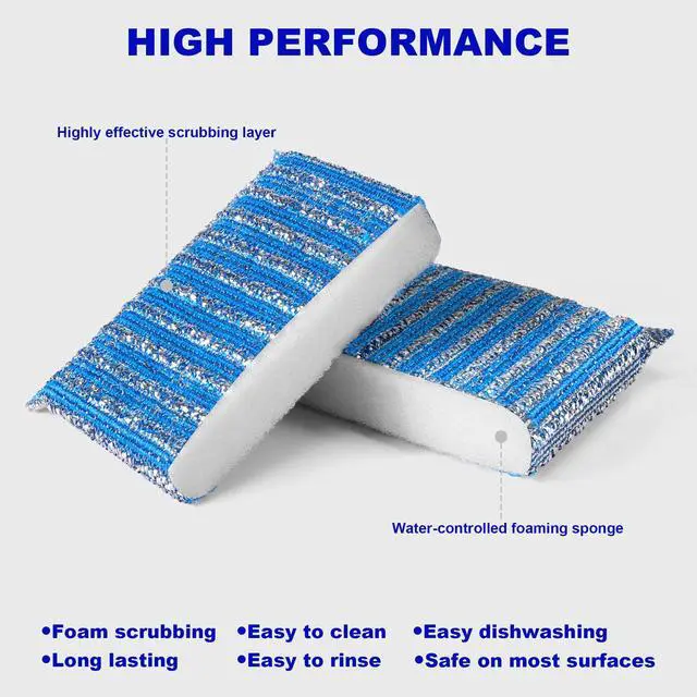 Alt view image 2 of 7 - Premium 8-Pad Sponges Kitchen - Upgraded Dish Sponge, Scrubber, Brush, Ideal for Dishes, Pots, Sink