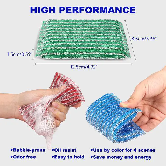 Alt view image 3 of 7 - Premium 8-Pad Sponges Kitchen - Upgraded Dish Sponge, Scrubber, Brush, Ideal for Dishes, Pots, Sink