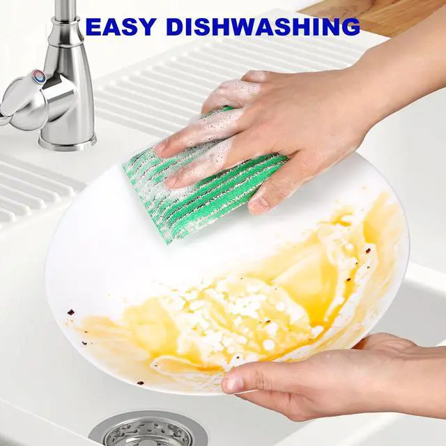 Alt view image 4 of 7 - Premium 8-Pad Sponges Kitchen - Upgraded Dish Sponge, Scrubber, Brush, Ideal for Dishes, Pots, Sink