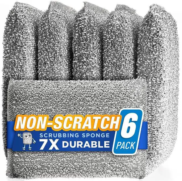 Main image of Kitchen Scrubbing Sponges - Heavy Duty Non-Scratch Scrubbing Cleaner Sponges in 1 Color - Multi-Surface Non-Metal Dish Scouring Scrubbers for Fast Cleaning. (6 Pack)