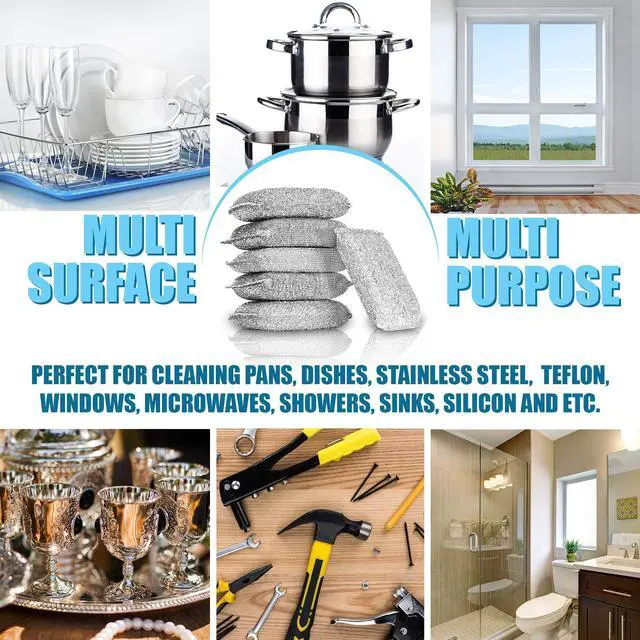 Alt view image 2 of 7 - Kitchen Scrubbing Sponges - Heavy Duty Non-Scratch Scrubbing Cleaner Sponges in 1 Color - Multi-Surface Non-Metal Dish Scouring Scrubbers for Fast Cleaning. (6 Pack)
