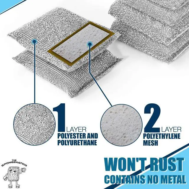 Alt view image 5 of 7 - Kitchen Scrubbing Sponges - Heavy Duty Non-Scratch Scrubbing Cleaner Sponges in 1 Color - Multi-Surface Non-Metal Dish Scouring Scrubbers for Fast Cleaning. (6 Pack)