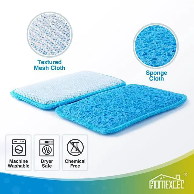 Alt view image 3 of 7 - 12 Pack Scrub & Wipe Cloths, Dual-Sided Sponges for Kitchen, All-Purpose Cloth for Dishes, Pots, Pans, Non-Stick Cookware, Countertops (Red, Yellow, Blue)
