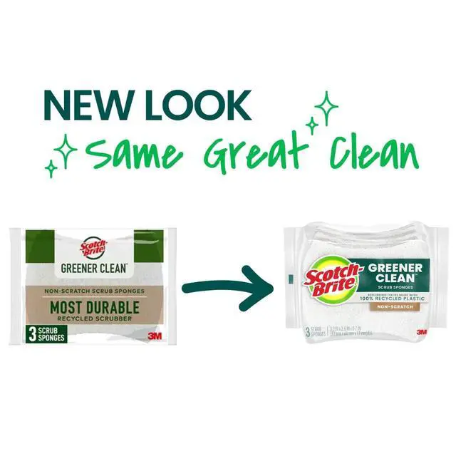 Alt view image 2 of 7 - Greener Clean Non-Scratch Scrub Sponge, Sponge for Washing Dishes, Cleaning Kitchen, Superior Performance and Made with Sustainable Materials, Dishwasher Safe, 3 Scrub Sponges