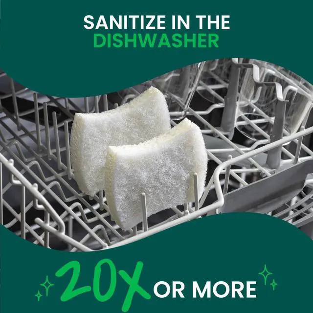 Alt view image 7 of 7 - Greener Clean Non-Scratch Scrub Sponge, Sponge for Washing Dishes, Cleaning Kitchen, Superior Performance and Made with Sustainable Materials, Dishwasher Safe, 3 Scrub Sponges