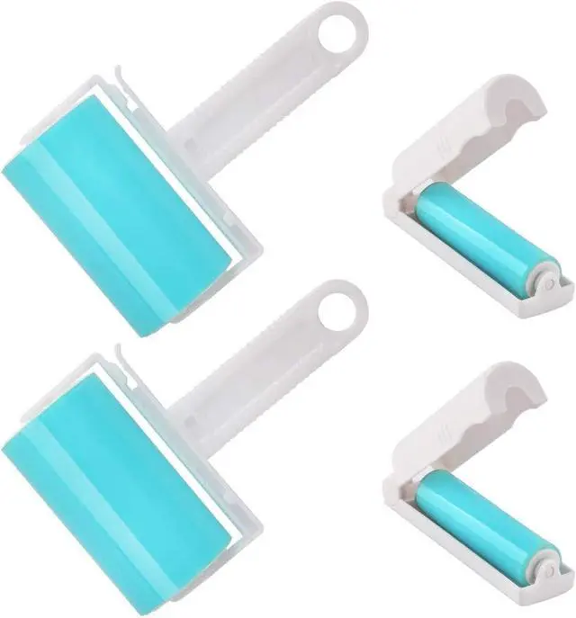 Main image of Washable Gel Lint Roller 4 Pack, Reusable Sticky Lint Roller Portable Dog Cat Pet Hair Remover Brush for Clothes, Pet Hairs, Travel Household, Carseats