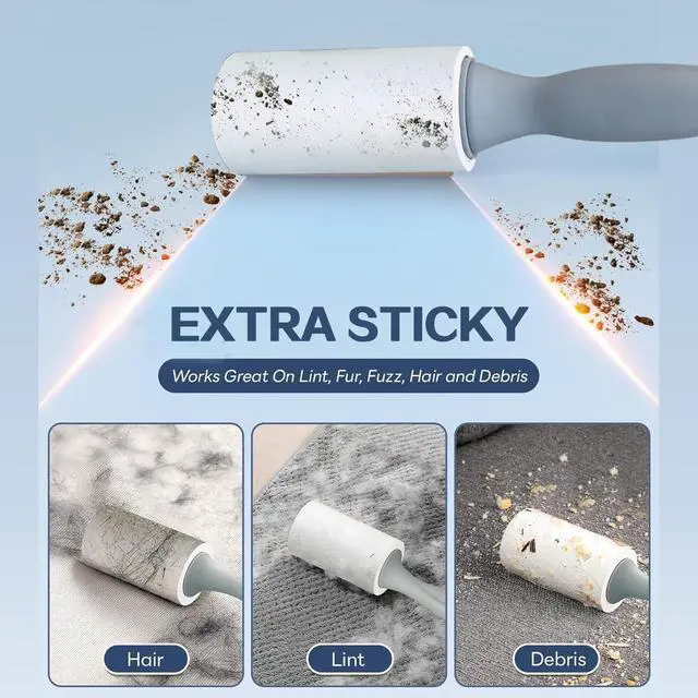 Alt view image 4 of 7 - Pet Hair Lint Rollers, 3 Pack, 90 Sheets Each Reusable Sticky Roller for Pet Hair, Cat & Dog Hair Remover, Lint Remover, Pet Hair Remover for Furniture, Clothing & Cars