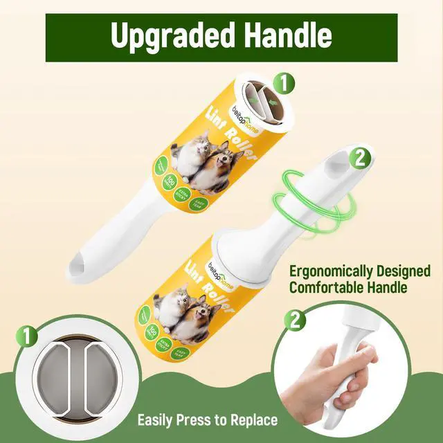 Alt view image 3 of 7 - Extra Sticky Lint Roller for Pet Hair 500 Sheets, Reinforced 2 Handles, Dog & Cat Hair Remover for Clothes, Carpet, Furniture