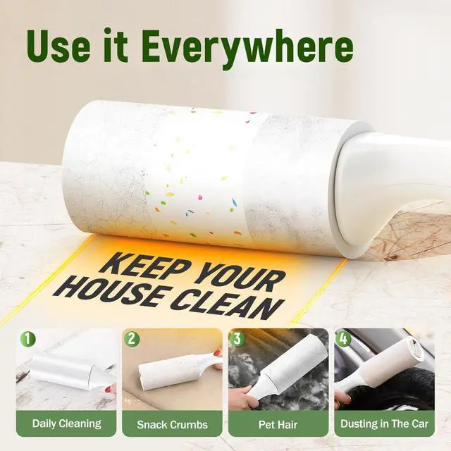 Alt view image 5 of 7 - Extra Sticky Lint Roller for Pet Hair 500 Sheets, Reinforced 2 Handles, Dog & Cat Hair Remover for Clothes, Carpet, Furniture