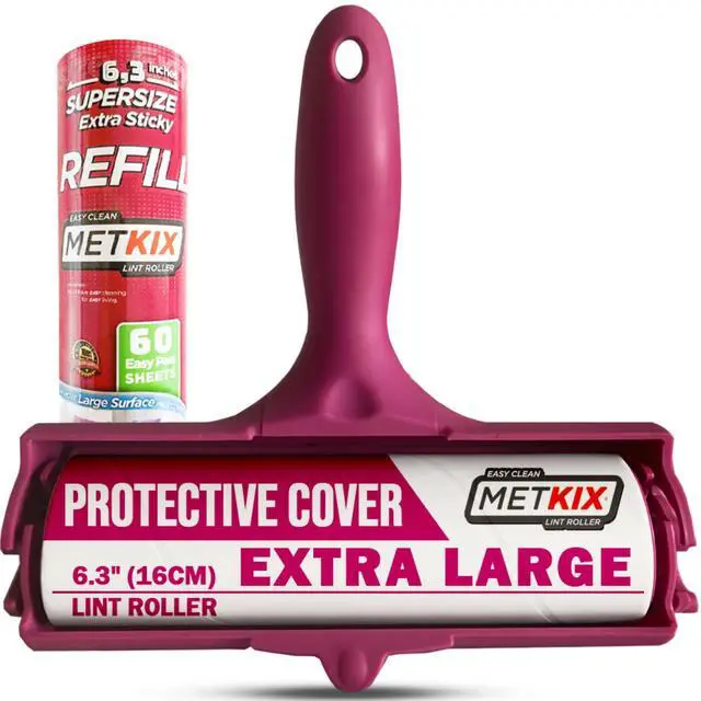 Main image of Large Lint Roller 6.3" with Extra Refill -120 Sticky Sheets, Protective Cover Design, Big Lint Roller for Pet Hair, Furniture, Bed, Couch, Floor & More