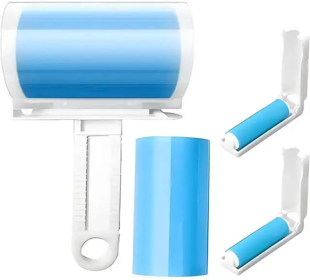 Main image of Reusable Sticky Lint Roller 4 Pack with Cover, Washable Portable Pet Hair Remover for Clothes, Travel, 2 Large and 2 Mini Size for Furniture, Car, Purse