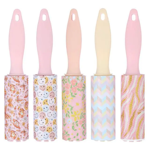 Alt view image 2 of 7 - 5pc Smiley Mini Lint Roller Value Pack - Colorful Compact Rollers for